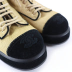 Chanel CC Logo Halaco Suede Leather Short Boots Beige Black 36 — view 7