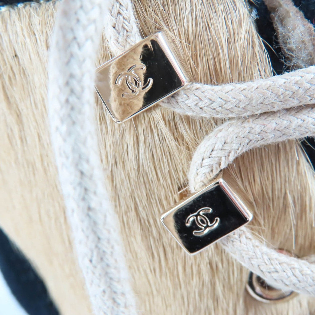 Chanel CC Logo Halaco Suede Leather Short Boots Beige Black 36 — view 9