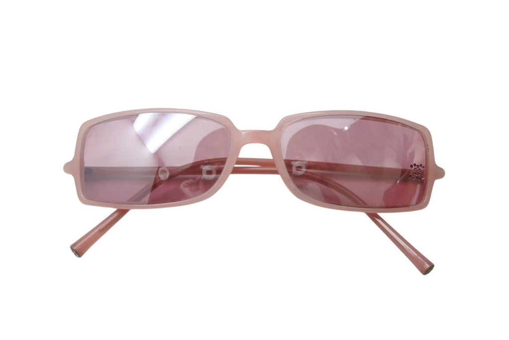 Chanel CC Logo Rhinestone Square Sunglasses Pink Acetate Eyewear — view 2