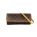 Louis Vuitton Pochette Twin GM Monogram Leather Brown Light Shoulder Bag Gold