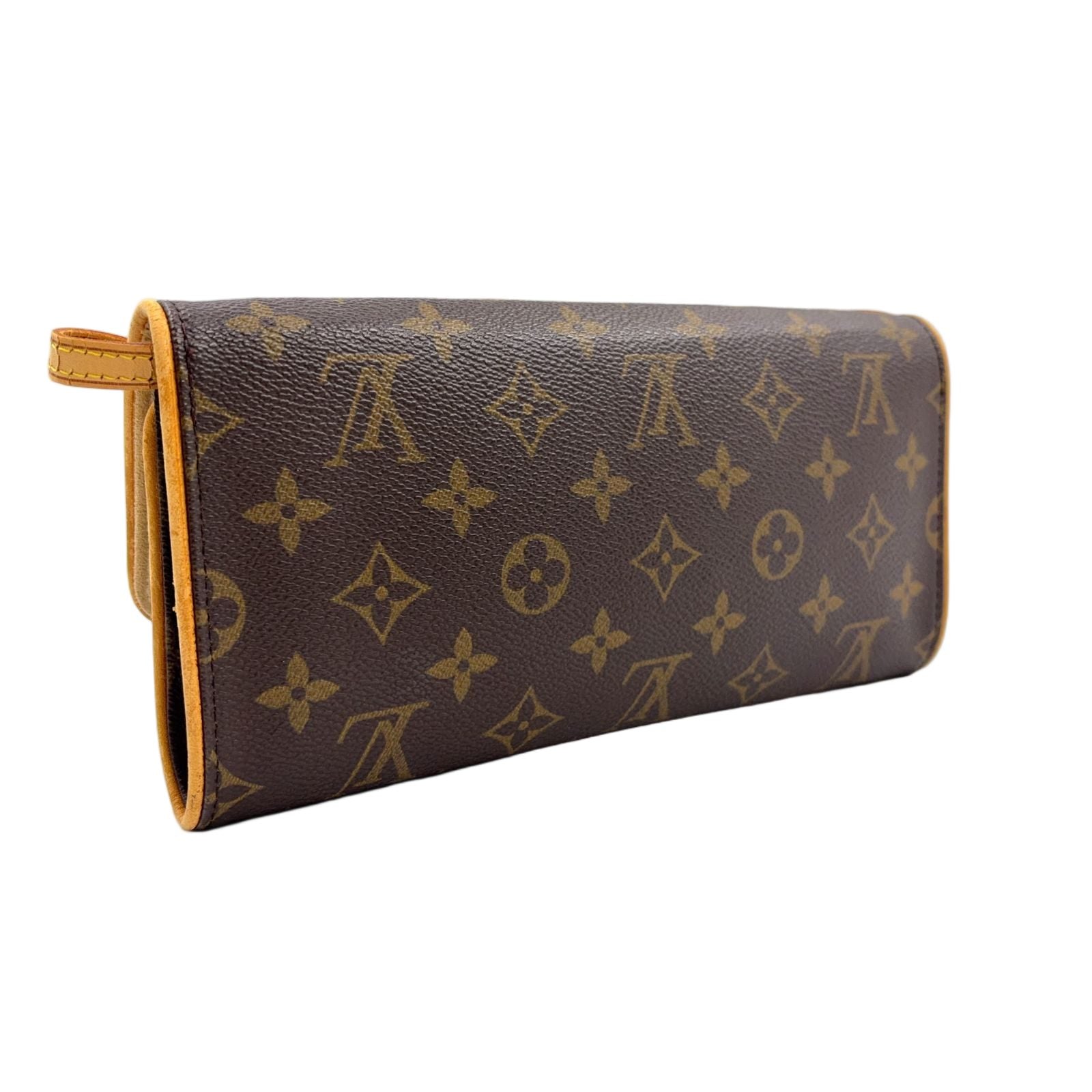 Louis Vuitton Pochette Twin GM Monogram Leather Brown Light Shoulder Bag Gold — view 2