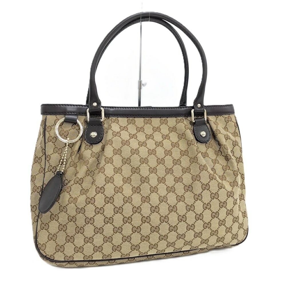 Gucci Ski Tote GG Canvas Leather Brown