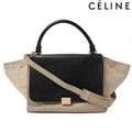 Celine Shoulder Bag Trapeze Black Beige 2-way With Strap