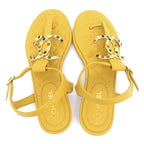 Chanel Flat Sandals Yellow 38 C Visual Coco Mark Shoes — view 6