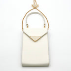 Prada Mobile Smartphone Accessories White Gold Saffiano Mini Bag Triangle Logo