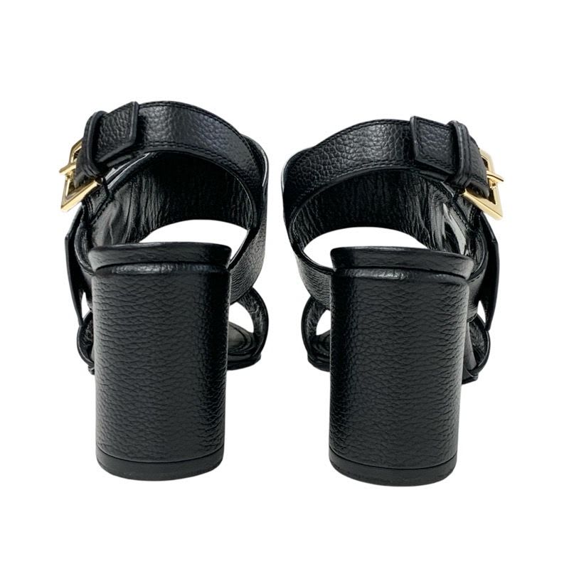 Louis Vuitton Horizon Line Sandals Shoes Leather Black Gold Lvhardware Strap — view 5