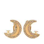 Chanel CC Logo Crescent Moon Rhinestone Gold Plated Ring