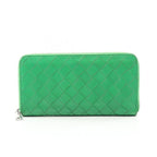 Bottega Veneta Round Long Wallet Intrecciato Green Leather