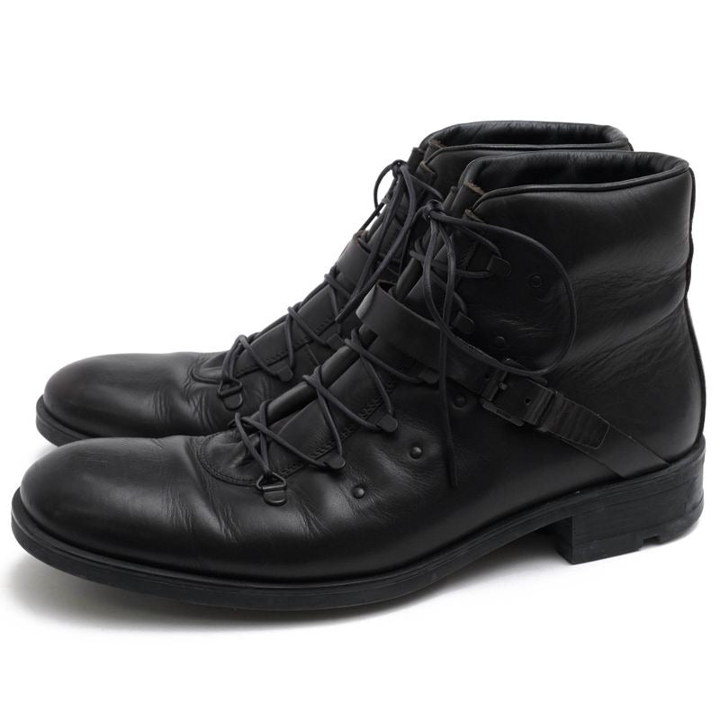 Gucci Work Boots Shoes Men Leather Black Stivaletto Suo Gomma
