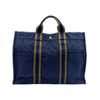 Hermes New Fourre Tout MM Canvas Khaki Green Navy Tote Silver