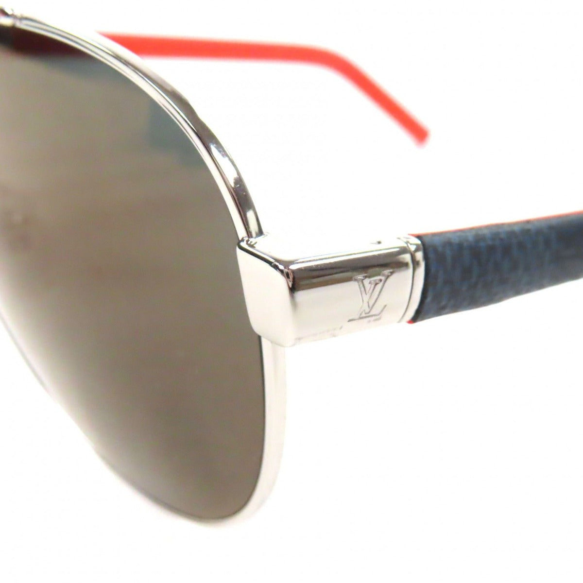 Louis Vuitton Pacific Pilot Eyewear Sunglasses Silver Orange Damier — view 7