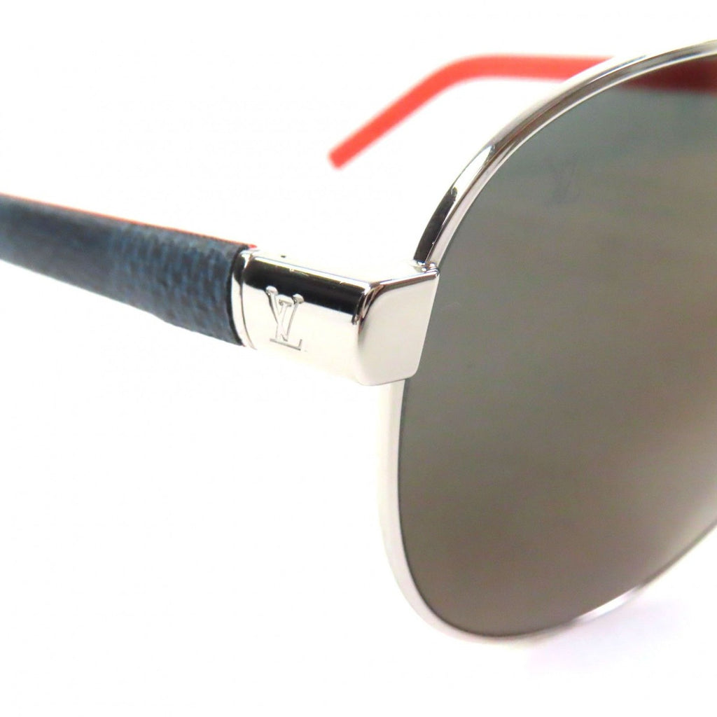Louis Vuitton Pacific Pilot Eyewear Sunglasses Silver Orange Damier — view 8