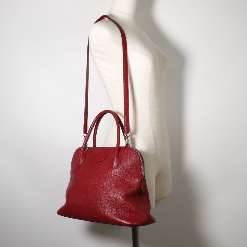 Hermes Bolide 31 ck K1 Taurillon Clemence Rouge Grenat Handbag — view 9