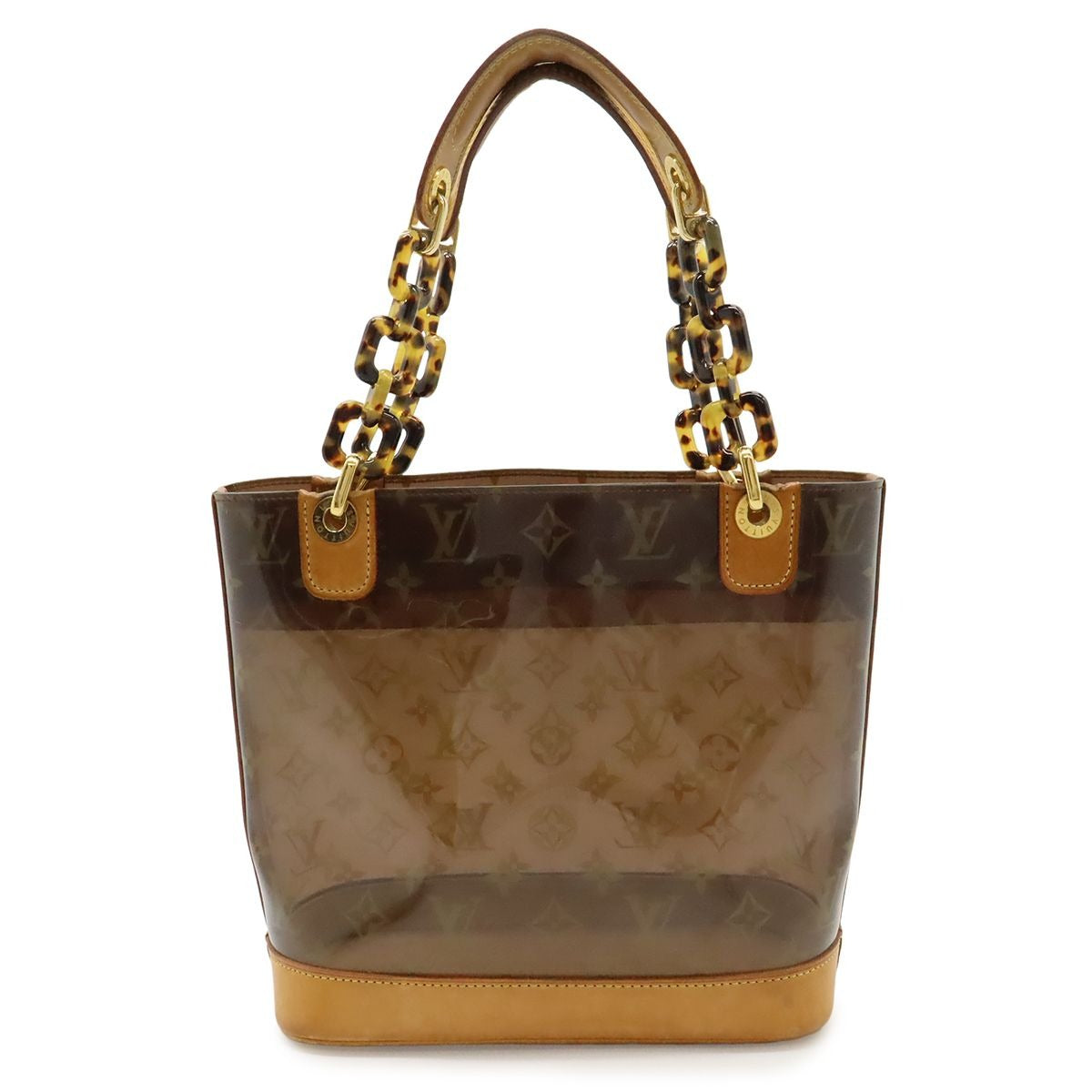 Louis Vuitton Monogram Vinyl Cover Amble PM Tote Shoulder Plastic Chain Clear Brown