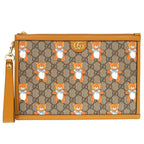 Gucci Kai Teddy Bear GG Supreme Canvas Calf Beige Clutch Bag 0272 — view 2