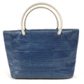 Chanel Handbag Metal Handle Nylon Canvas Blue