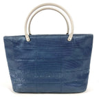 Chanel Handbag Metal Handle Nylon Canvas Blue
