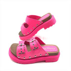 Dior Leather Wood Studded Sandals Shoes 37 Pink — view 4