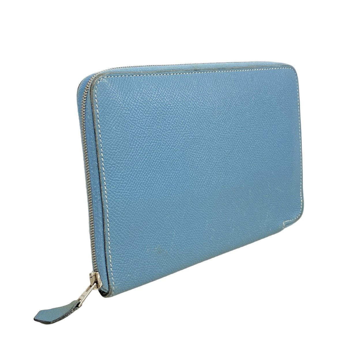 Hermes Wallet Azap Combine Veau Epsom Blue Jean Silver — view 2