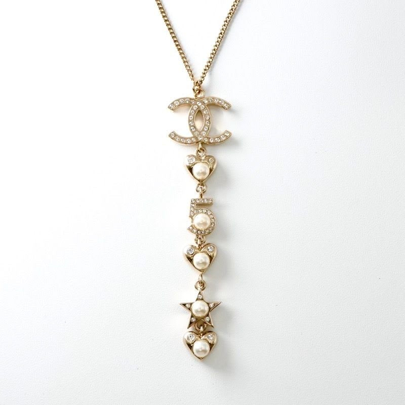 Chanel Choker Gold Coco Mark Pearl Rhinestone Heart Star — view 2