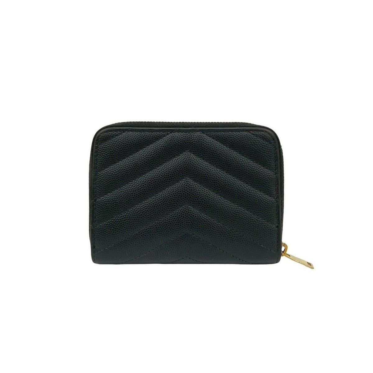 Saint Laurent Paris YSL Leather Bifold Wallet Compact Zip Around — view 2