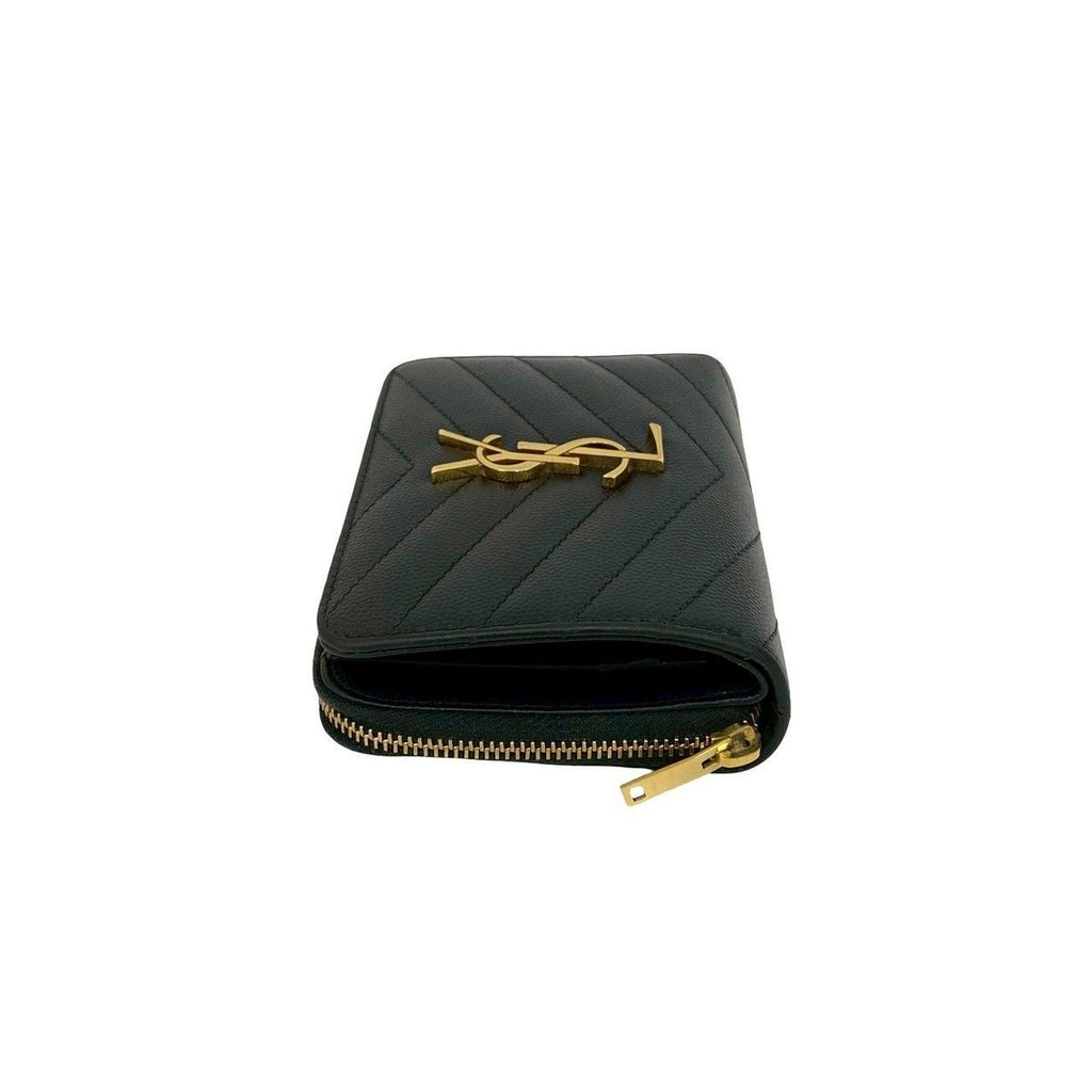 Saint Laurent Paris YSL Leather Bifold Wallet Compact Zip Around — view 4