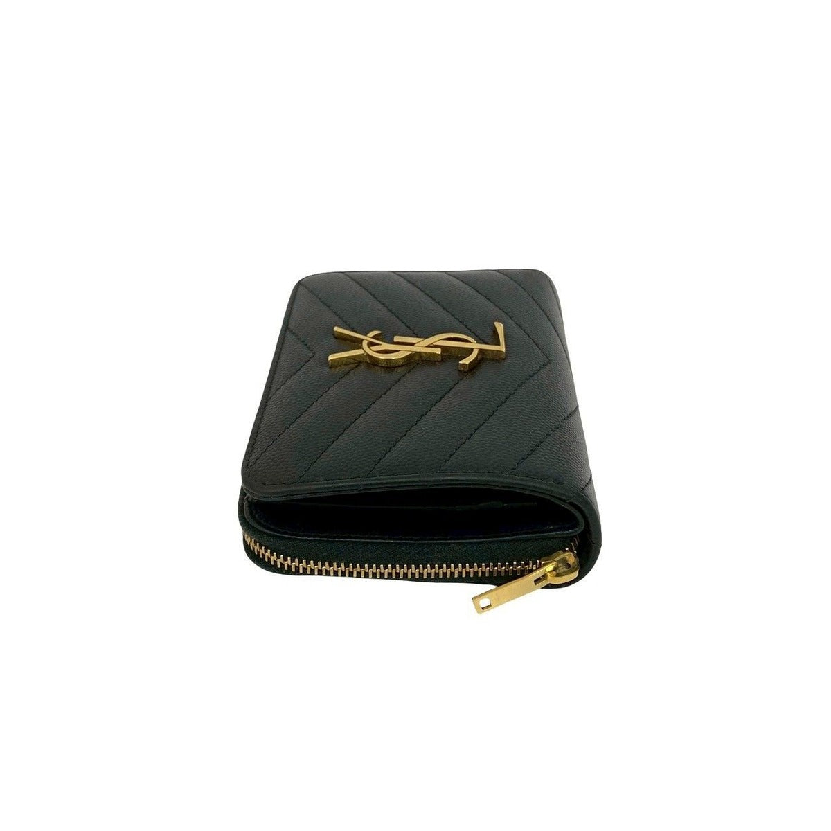 Saint Laurent Paris YSL Leather Bifold Wallet Compact Zip Around — view 4
