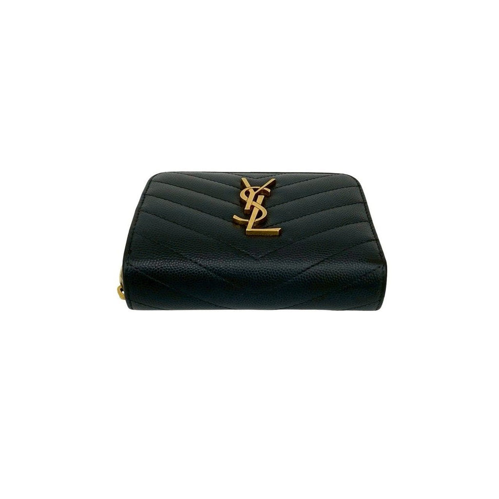 Saint Laurent Paris YSL Leather Bifold Wallet Compact Zip Around — view 6