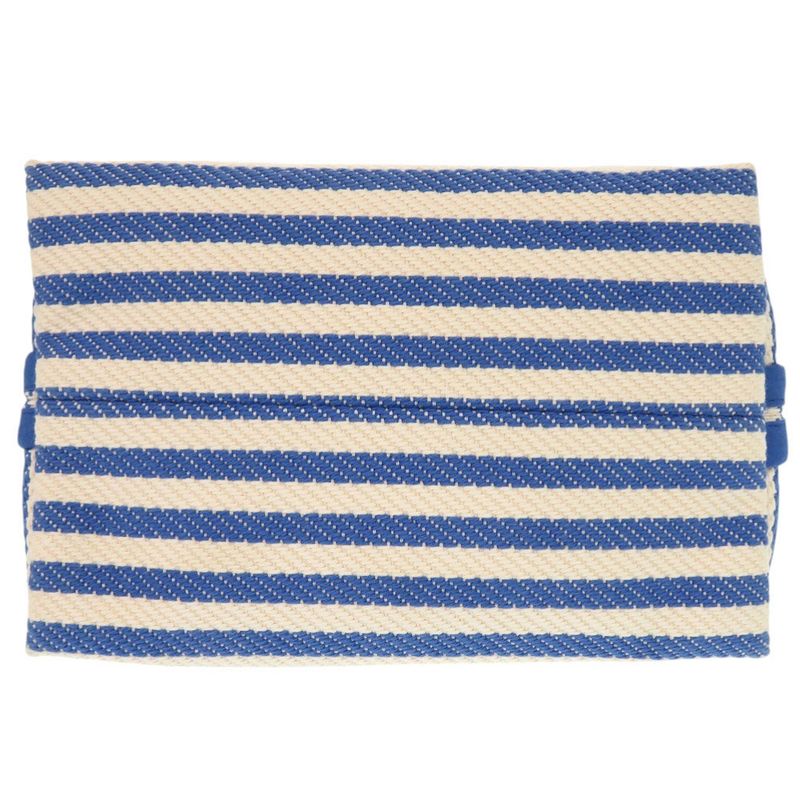Hermes Striped Cotton Ivory Blue Pouch 0453 — view 3