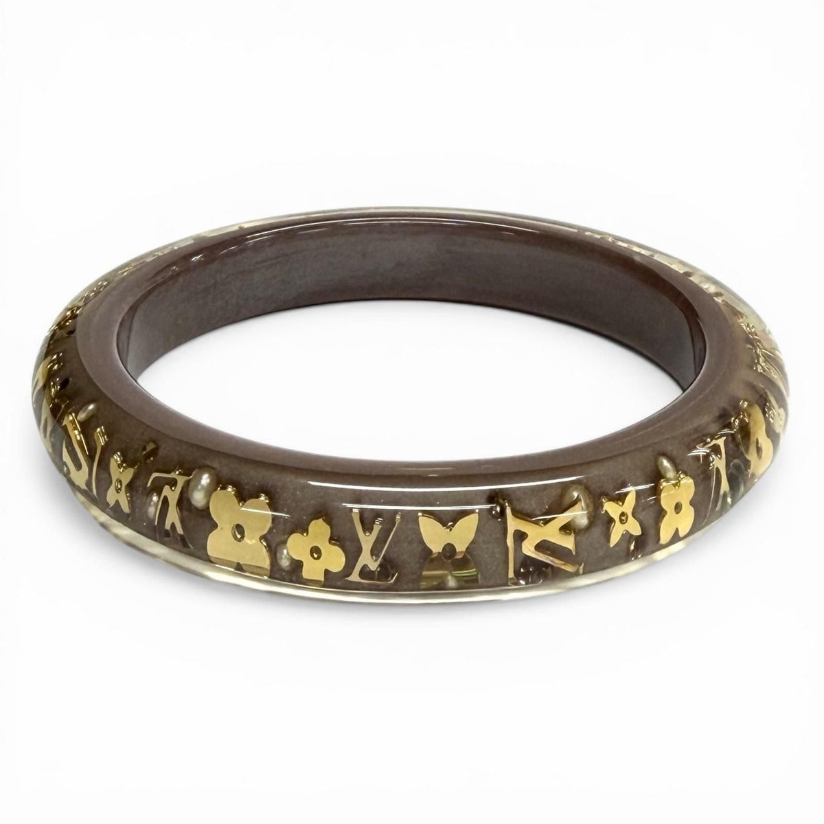 Louis Vuitton Bracelet Ankle John TPM Monogram Bangle Clear Brown Gold Handbag — view 3