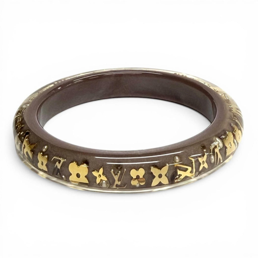 Louis Vuitton Bracelet Ankle John TPM Monogram Bangle Clear Brown Gold Handbag