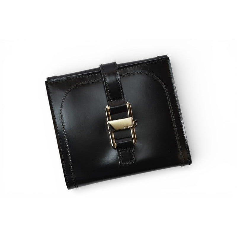 Gucci Wallet Vintage Folding Enamel Black — view 2