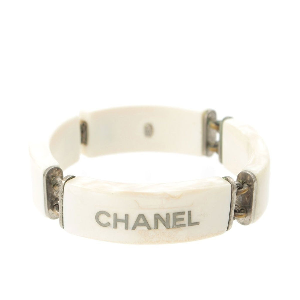 Chanel Plastic Logo Bracelet White