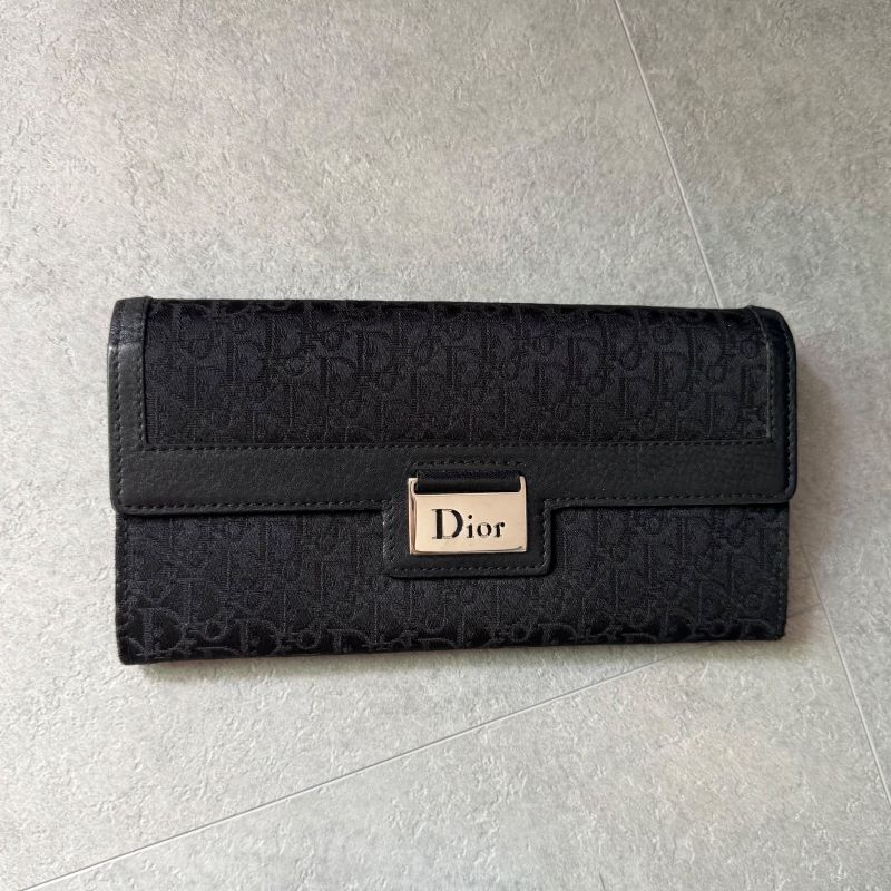 Christian Dior Long Wallet Plate Foldable Black — view 5