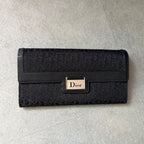 Christian Dior Long Wallet Plate Foldable Black — view 5