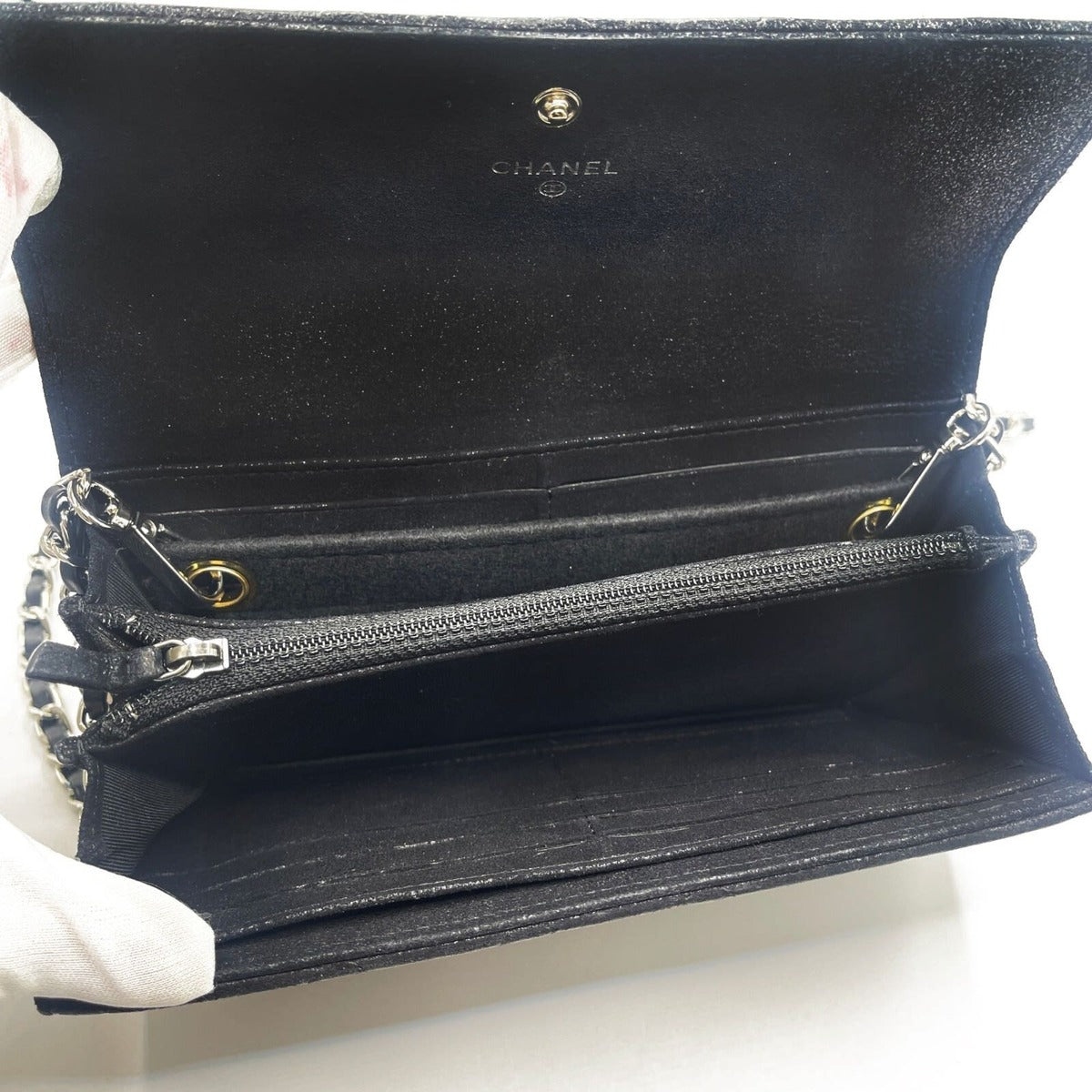Chanel CC Wild Stitch Lambskin Wallet on Chain Shoulder Crossbody — view 9