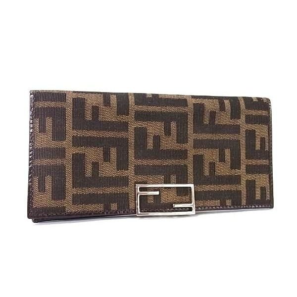 Fendi Zucca Pattern Canvas Bifold Wallet Billfold Coin Purse Brown