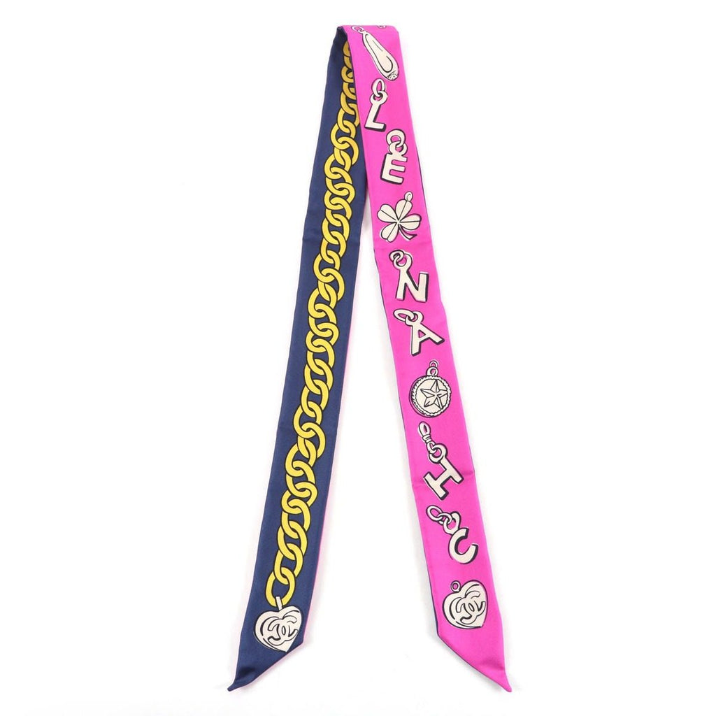 Chanel Twill Silk CC Logo Allover Pattern Scarf — view 3