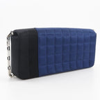 Chanel Chocobar Chain Shoulder Satin Blue Bag — view 3