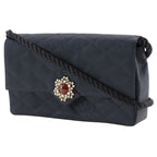 Chanel Quilted Vintage Satin and Rhinestone Black Women Shoulder Bag — view 2