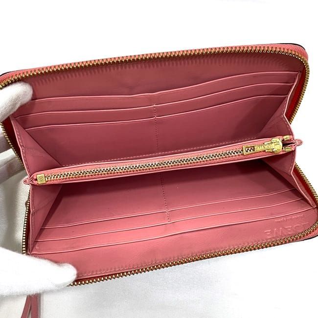 Loewe Round Zipper Long Wallet Black Pink Anagram — view 6