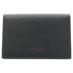 Saint Laurent Paris Front Logo Leather Card Case Black