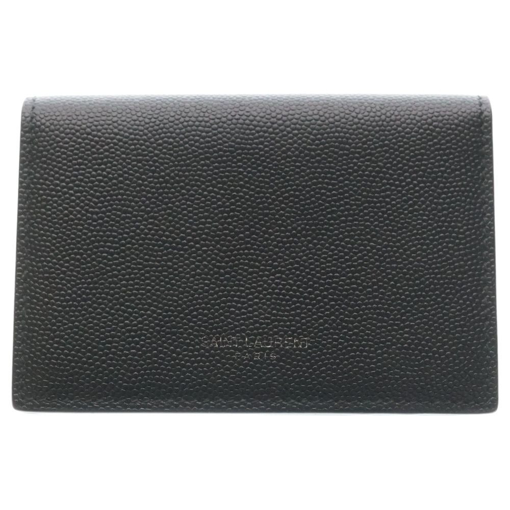 Saint Laurent Paris Front Logo Leather Card Case Black