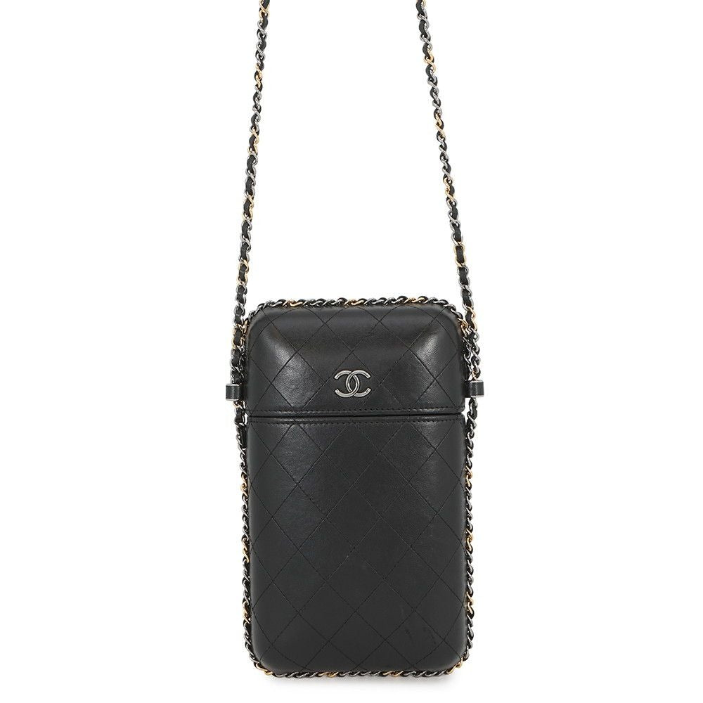 Chanel Foncase Chainaround Quilted CC Logo Lambskin Black
