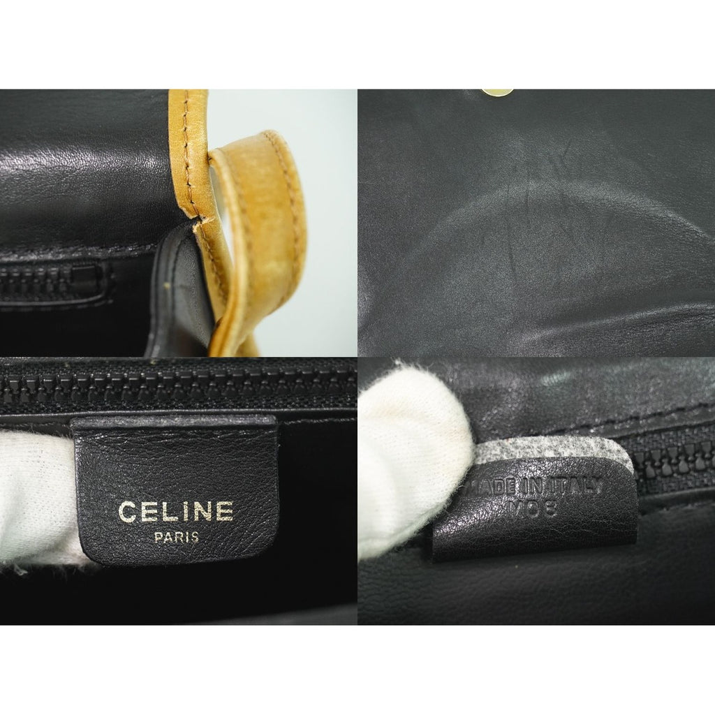 Celine Leather Shoulder Bag Pochette Black — view 9