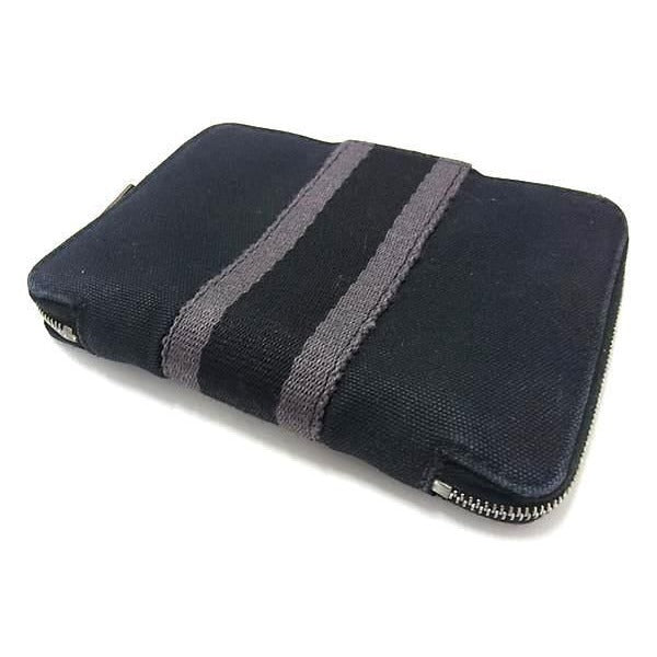 Hermes Wallet Fourre Tout Perth PM Navy Canvas Bifold Round — view 2