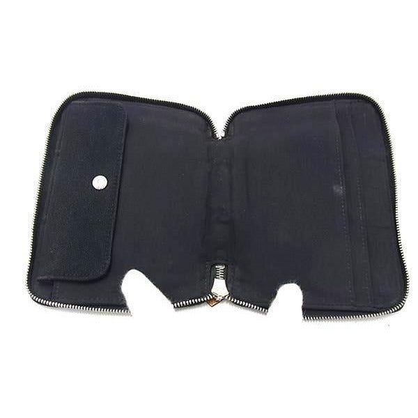 Hermes Wallet Fourre Tout Perth PM Navy Canvas Bifold Round — view 3
