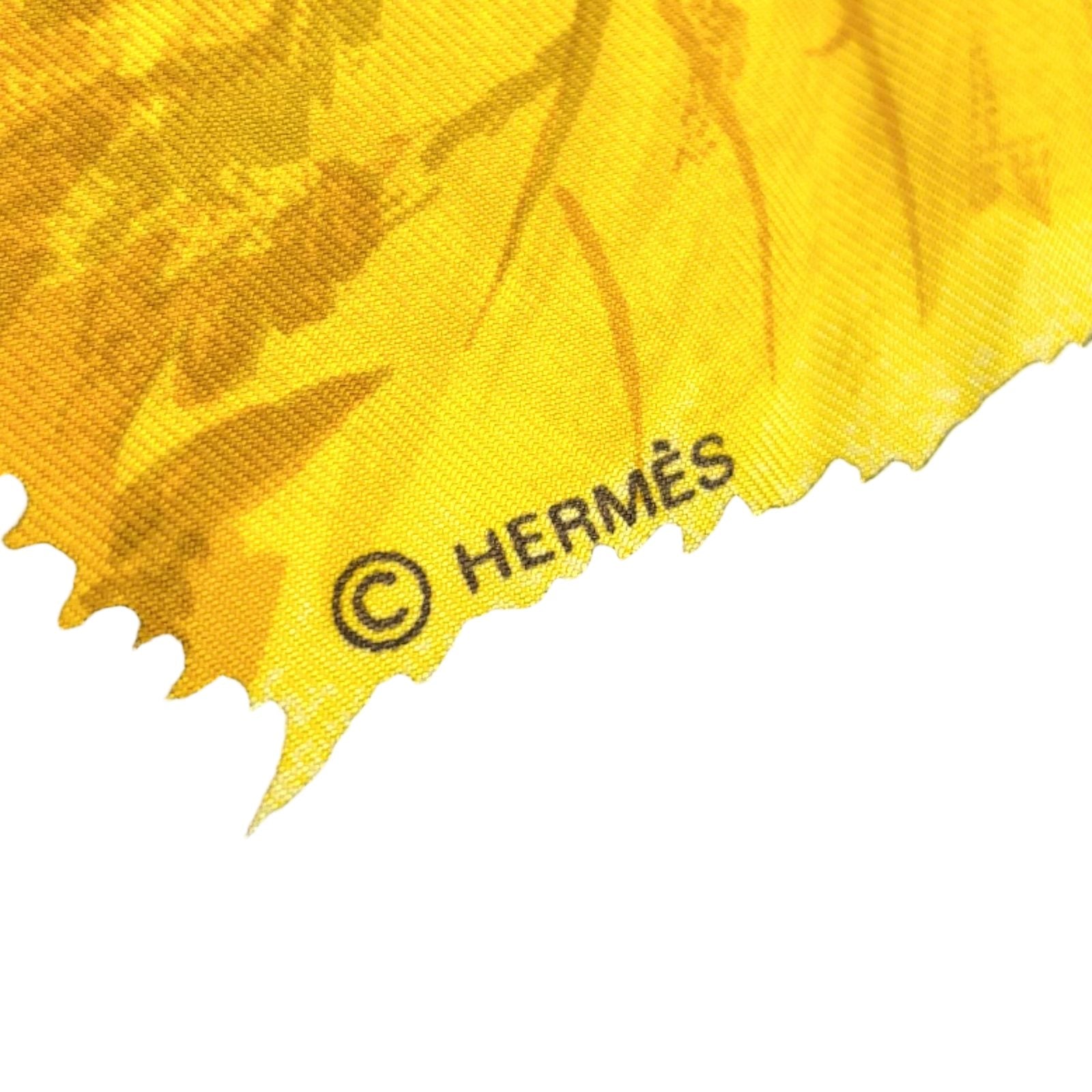 Hermes Carre 90 Tourbillon Silk Yellow Black Scarf — view 2