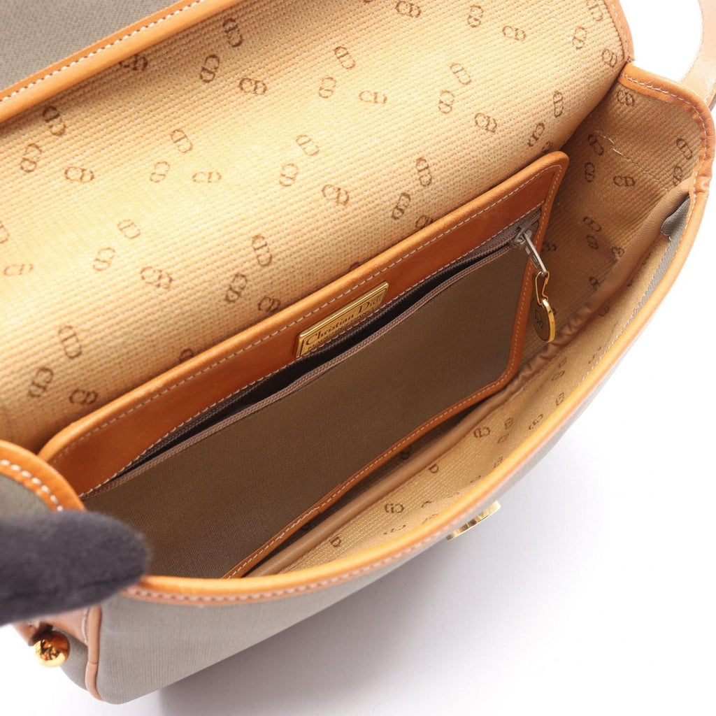 Dior Shoulder Bag CD Logo Gray Canvas Leather — view 3