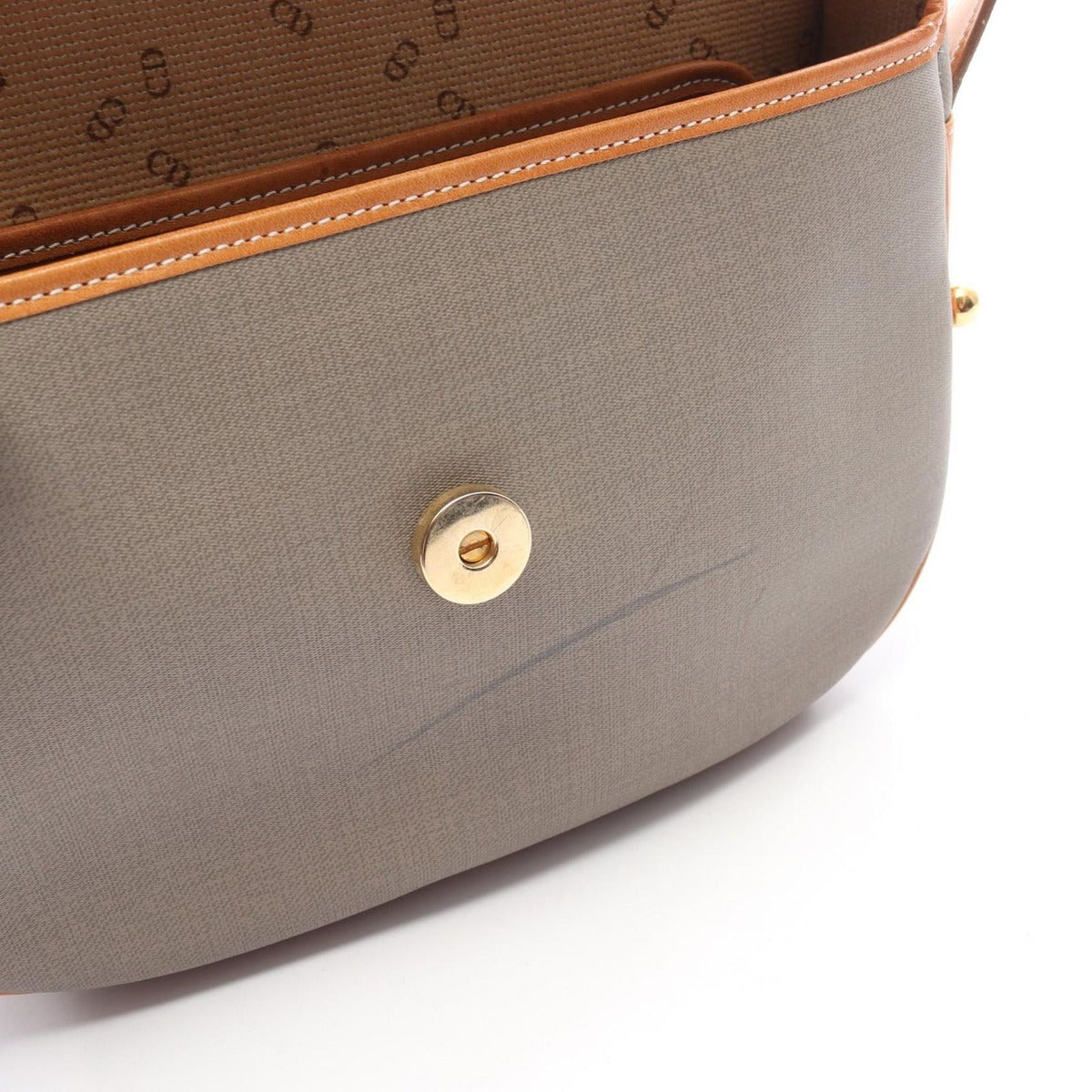 Dior Shoulder Bag CD Logo Gray Canvas Leather — view 7